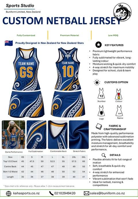 Kaha Sports catalogue: Netball Jersey, style 2