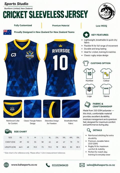 Kaha Sports catalogue: Cricket Sleeveless Jersey